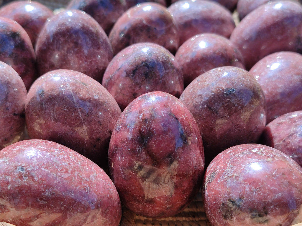 Polished Small Rhodonite Gemstone Eggs - Sold Per Item - From Zimbabwe - Toprock Gemstones and Minerals 