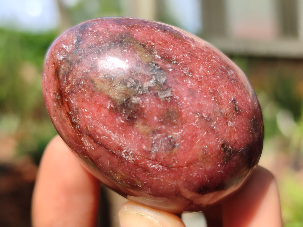 Polished Small Rhodonite Gemstone Eggs - Sold Per Item - From Zimbabwe - Toprock Gemstones and Minerals 
