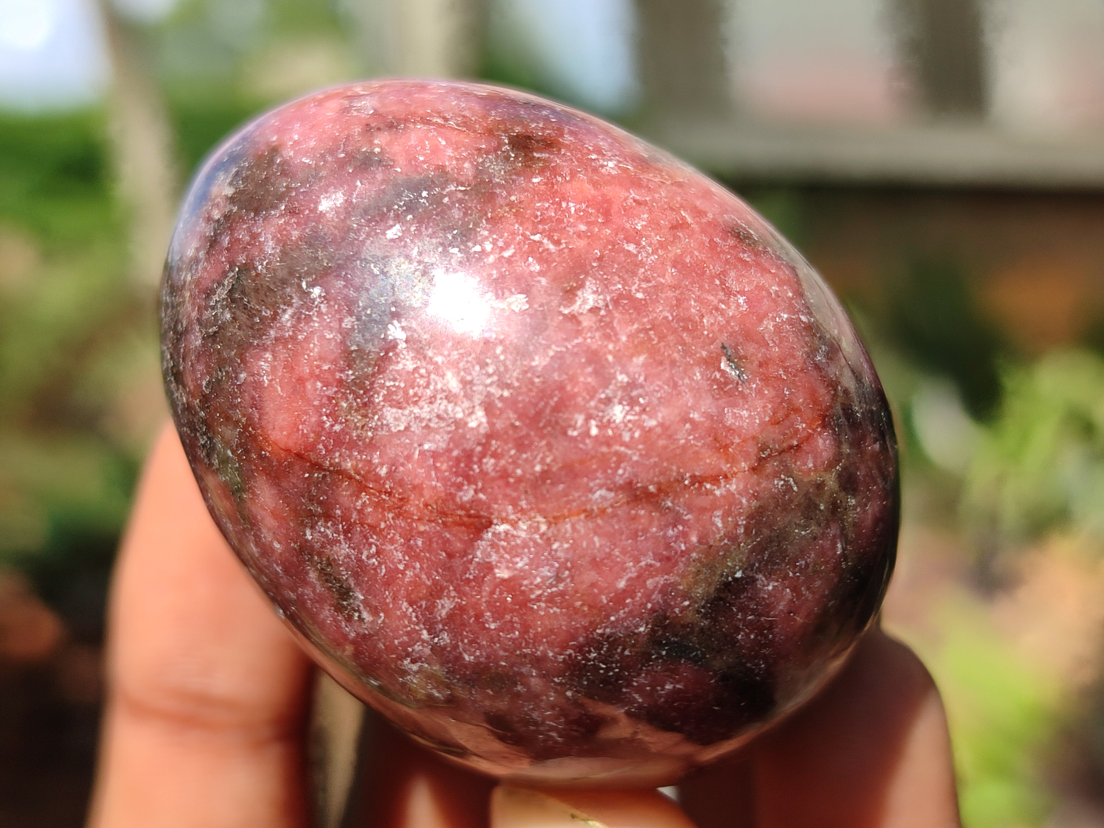 Polished Small Rhodonite Gemstone Eggs - Sold Per Item - From Zimbabwe - Toprock Gemstones and Minerals 