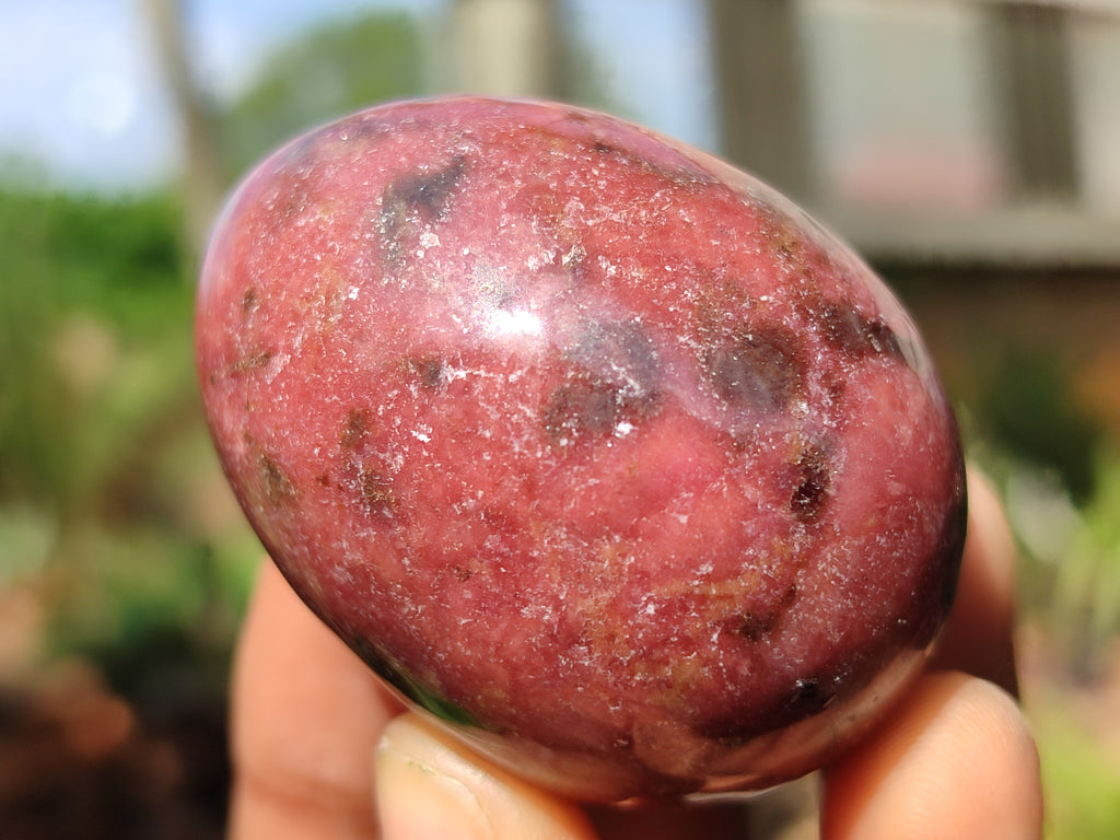 Polished Small Rhodonite Gemstone Eggs - Sold Per Item - From Zimbabwe - Toprock Gemstones and Minerals 