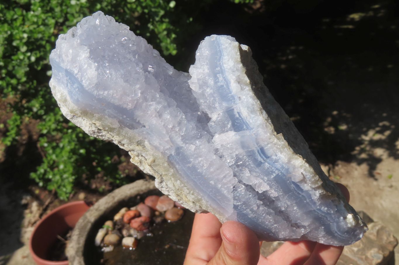 Natural Blue Lace Agate Geode Specimens x 3 From Nsanje, Malawi - Toprock Gemstones and Minerals 