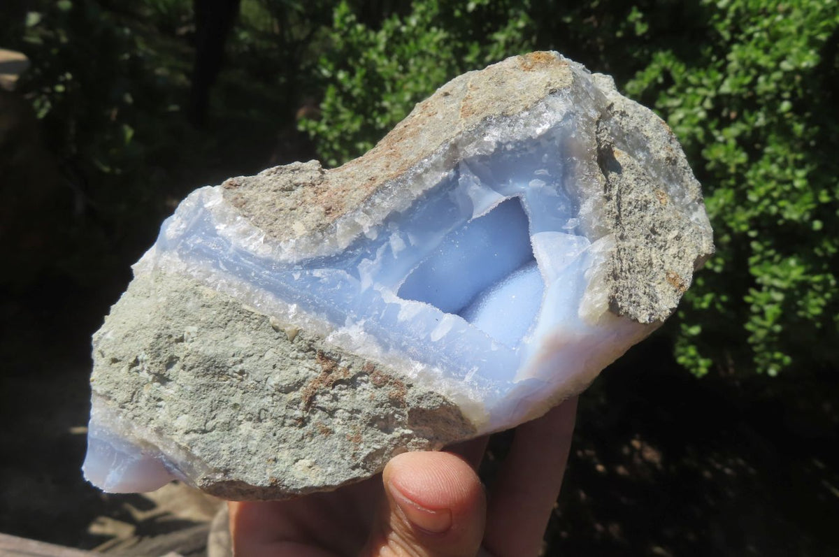 Natural Blue Lace Agate Geode Specimens x 3 From Nsanje, Malawi - Toprock Gemstones and Minerals 