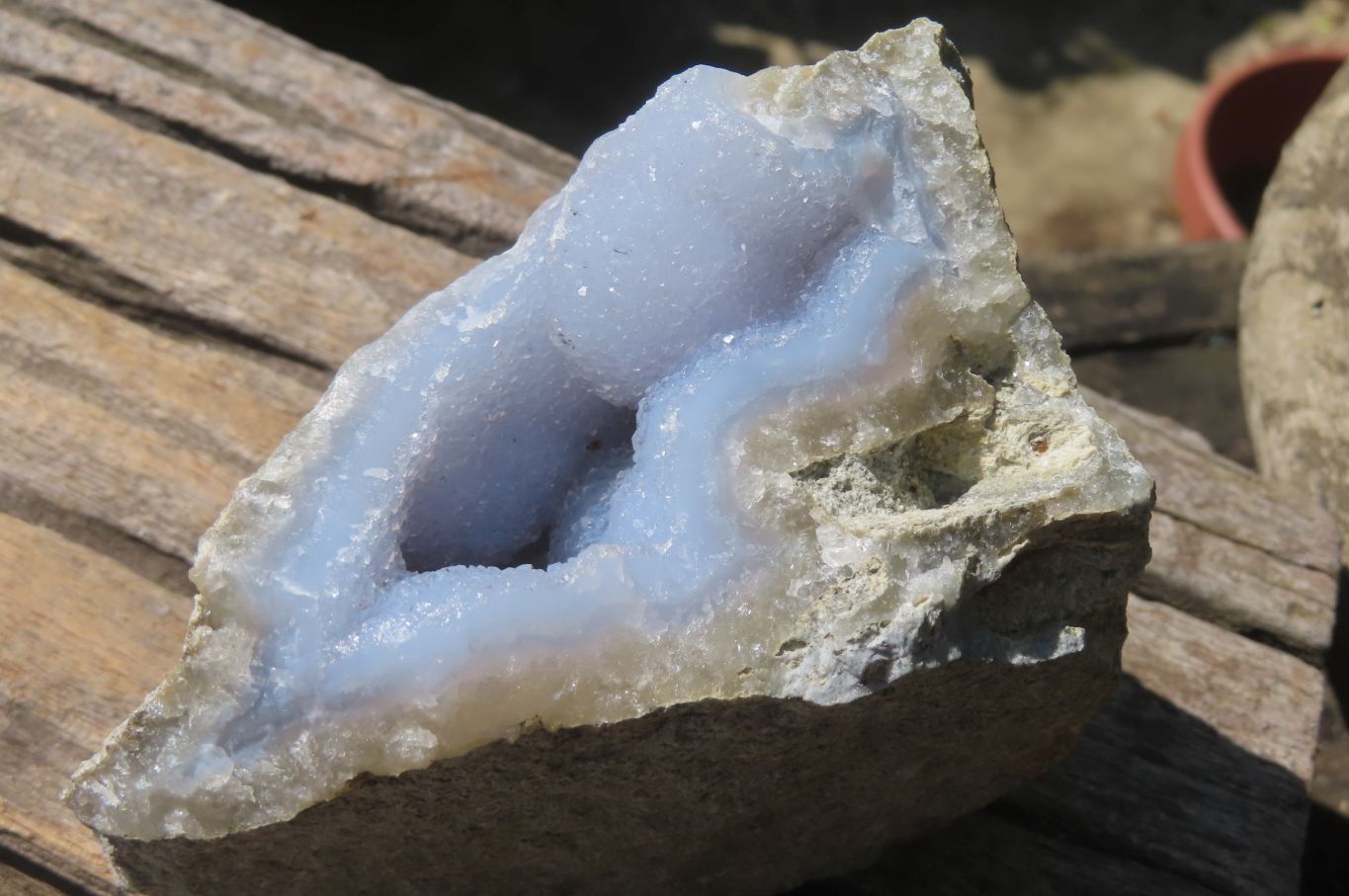 Natural Blue Lace Agate Geode Specimens x 3 From Nsanje, Malawi - Toprock Gemstones and Minerals 