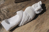 Hand Made White Marble Owl Carving x 1 From Zimbabwe - Toprock Gemstones and Minerals 