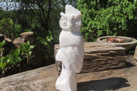 Hand Made White Marble Owl Carving x 1 From Zimbabwe - Toprock Gemstones and Minerals 