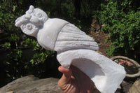 Hand Made White Marble Owl Carving x 1 From Zimbabwe - Toprock Gemstones and Minerals 
