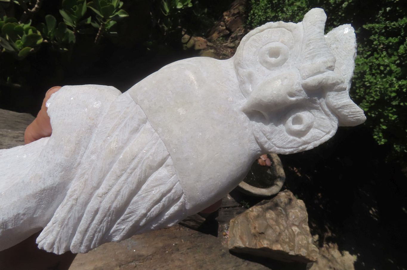 Hand Made White Marble Owl Carving x 1 From Zimbabwe - Toprock Gemstones and Minerals 