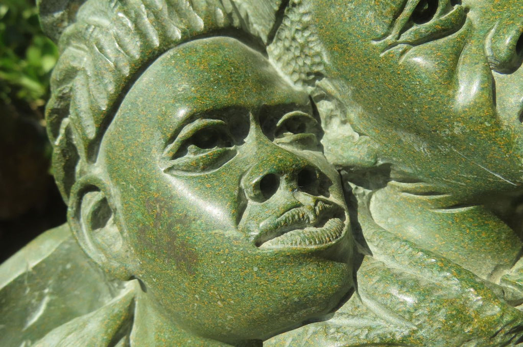 Hand Made Green Verdite African Tribal Couple Sculpture x 1 From Zimbabwe - Toprock Gemstones and Minerals 