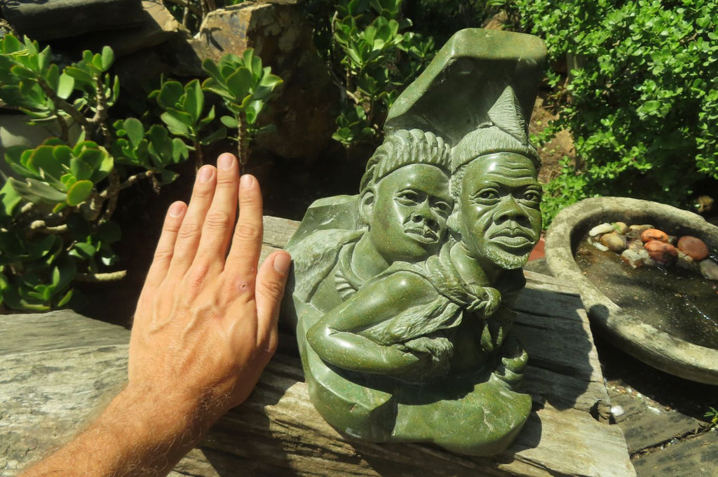 Hand Made Green Verdite African Tribal Couple Sculpture x 1 From Zimbabwe - Toprock Gemstones and Minerals 
