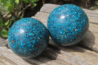 Polished Chrysocolla Conglomerate Spheres x 2 From Congo - Toprock Gemstones and Minerals 