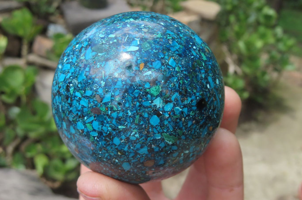 Polished Chrysocolla Conglomerate Spheres x 2 From Congo - Toprock Gemstones and Minerals 