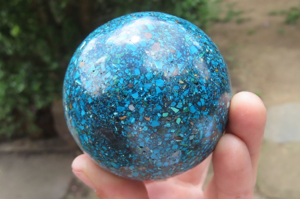 Polished Chrysocolla Conglomerate Spheres x 2 From Congo - Toprock Gemstones and Minerals 