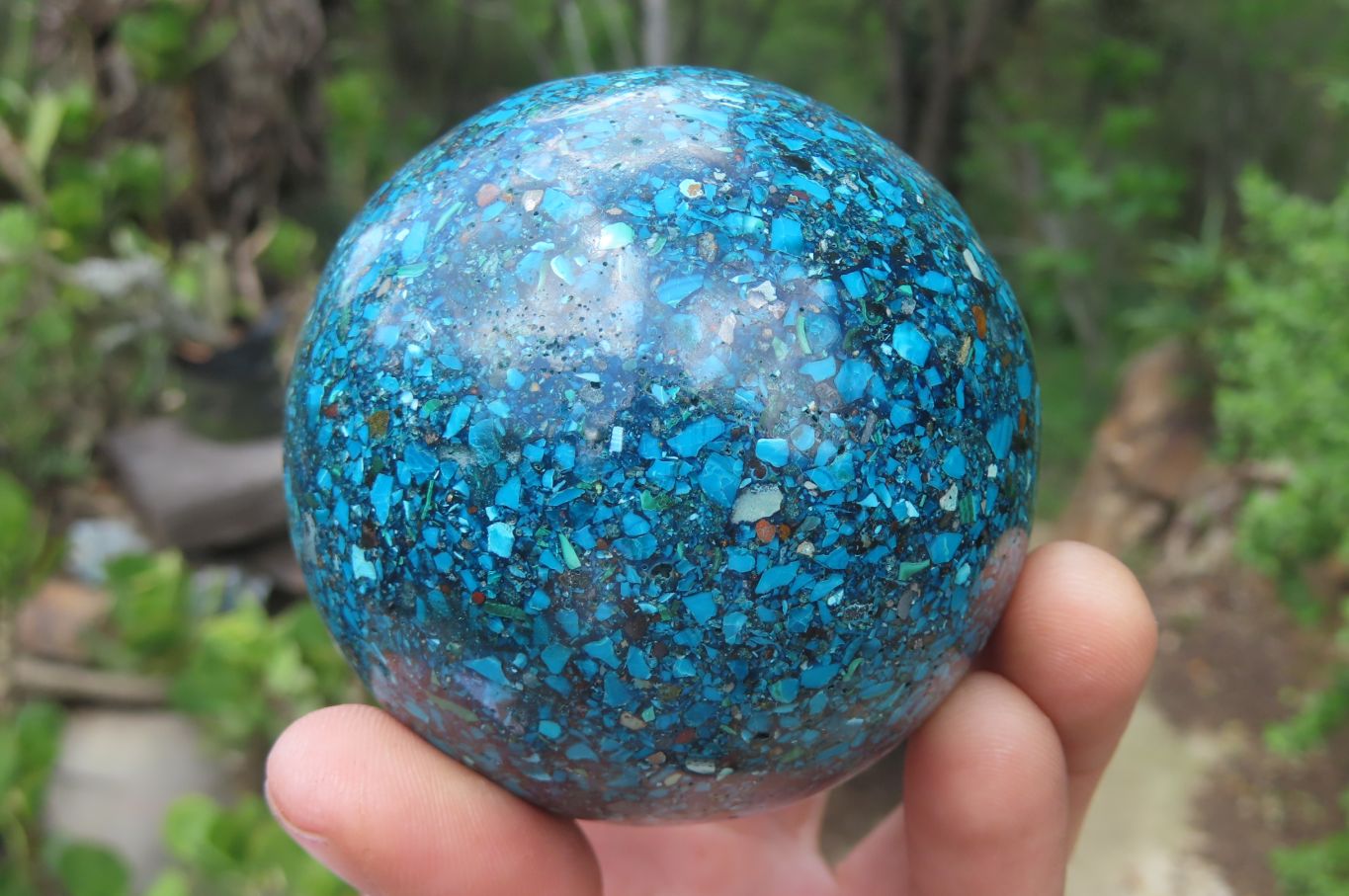 Polished Chrysocolla Conglomerate Spheres x 2 From Congo - Toprock Gemstones and Minerals 