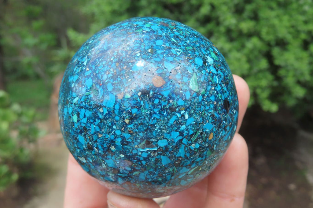 Polished Chrysocolla Conglomerate Spheres x 2 From Congo - Toprock Gemstones and Minerals 