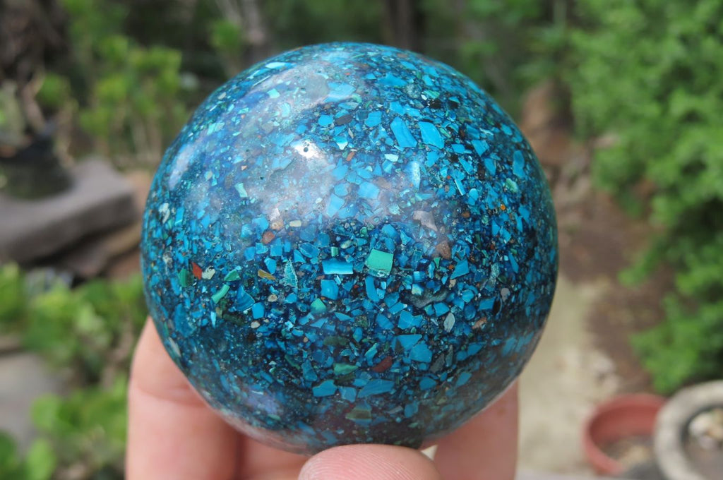 Polished Chrysocolla Conglomerate Spheres x 2 From Congo - Toprock Gemstones and Minerals 