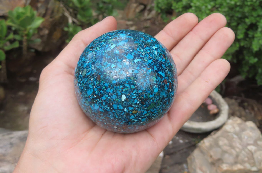 Polished Chrysocolla Conglomerate Spheres x 2 From Congo - Toprock Gemstones and Minerals 