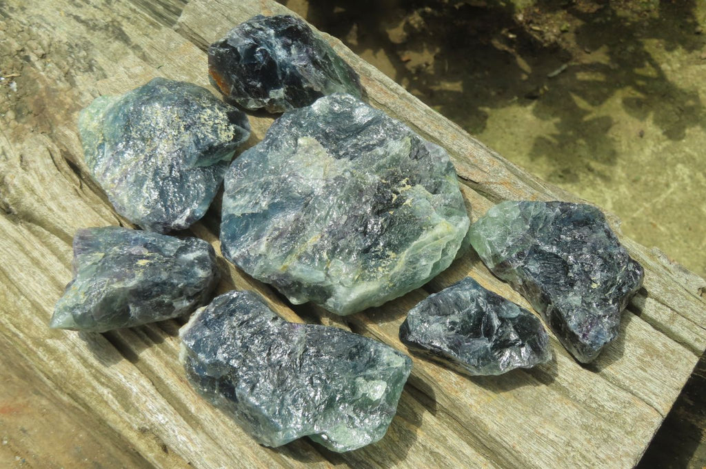 Natural Watermelon Fluorite Cobbed Specimens x 7 From Uis, Namibia - Toprock Gemstones and Minerals 