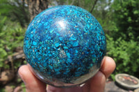 Polished Chrysocolla Conglomerate Sphere x 1 From Congo - Toprock Gemstones and Minerals 