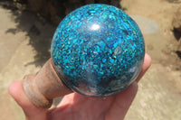 Polished Chrysocolla Conglomerate Sphere x 1 From Congo - Toprock Gemstones and Minerals 