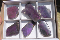 Polished On One Side Metallic Purpurite Specimens x 6 From Namibia - Toprock Gemstones and Minerals 