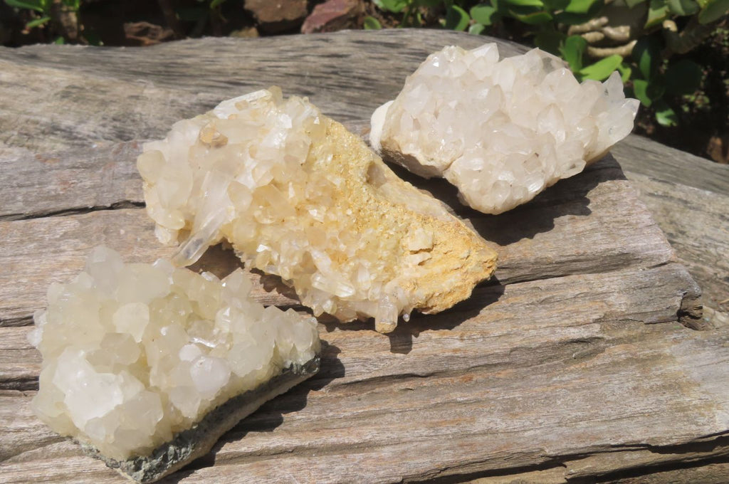 Natural Clear Quartz Clusters x 3 From Mpika, Zambia - Toprock Gemstones and Minerals 