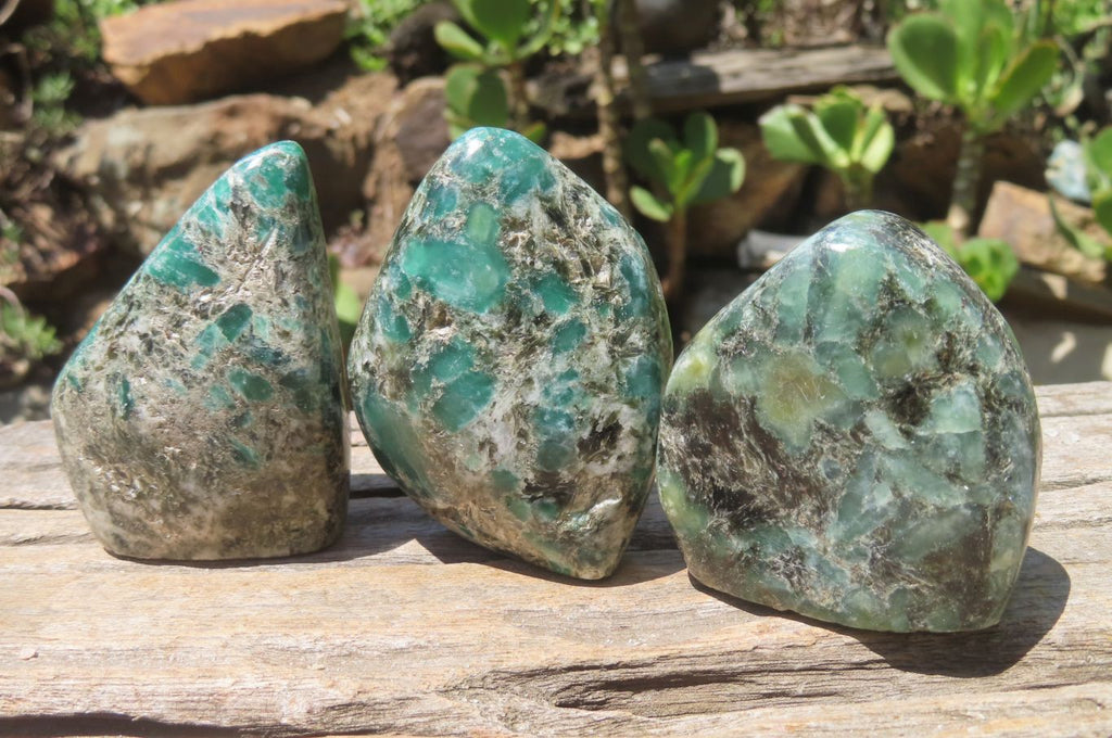 Polished Rare Emerald Mica In Matrix Standing Free Forms x 6 From Mutoko, Zimbabwe - Toprock Gemstones and Minerals 