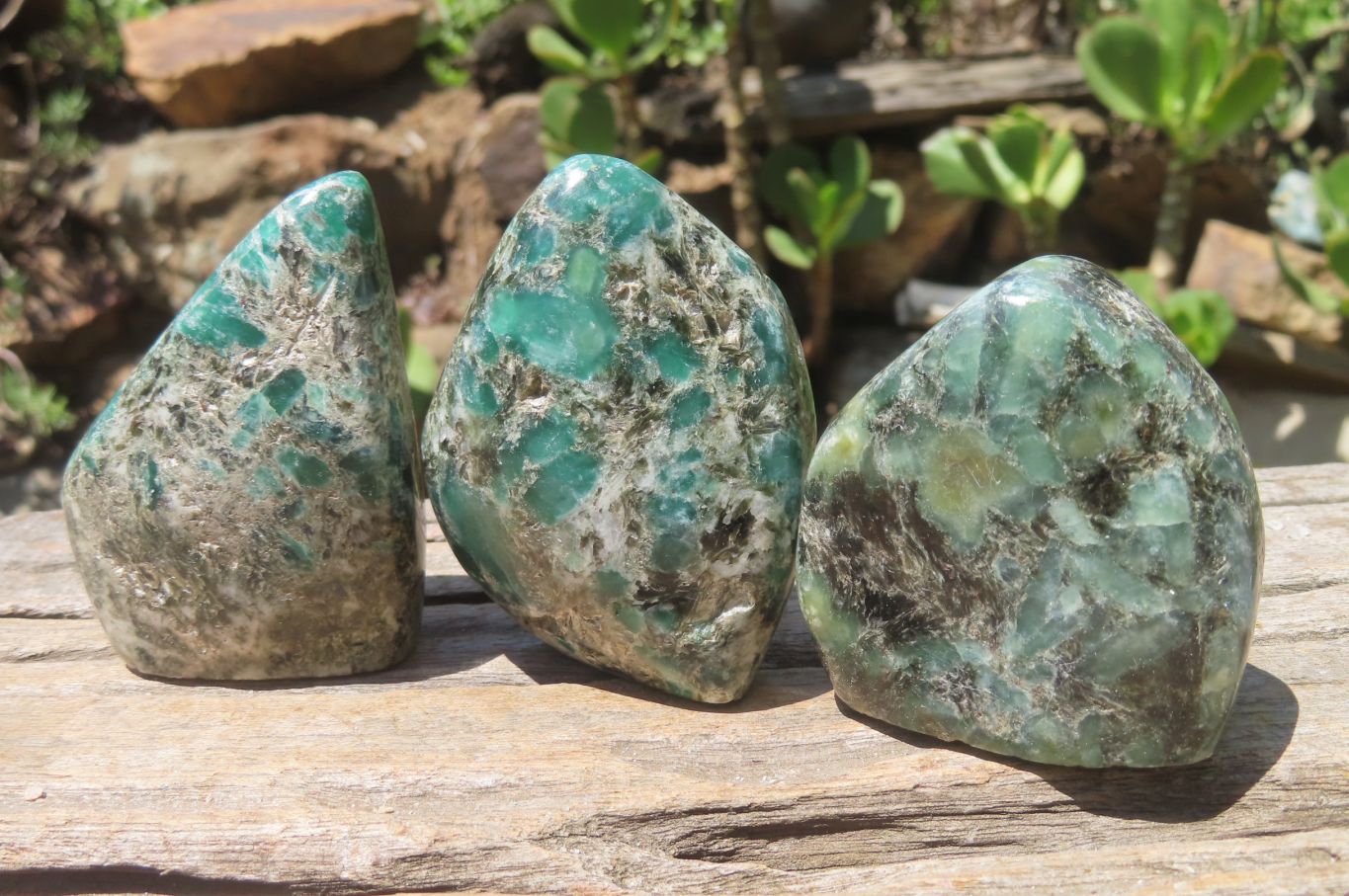 Polished Rare Emerald Mica In Matrix Standing Free Forms x 6 From Mutoko, Zimbabwe - Toprock Gemstones and Minerals 