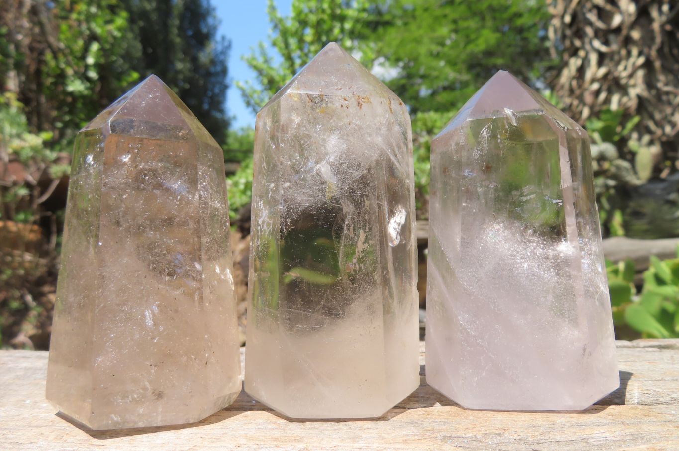 Polished Clear Smokey Quartz Points x 6 From Madagascar - Toprock Gemstones and Minerals 