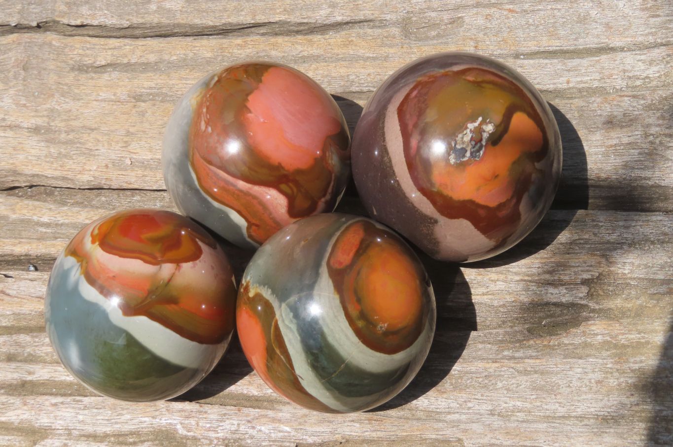 Polished Polychrome Jasper Spheres x 4 From Madagascar - Toprock Gemstones and Minerals 