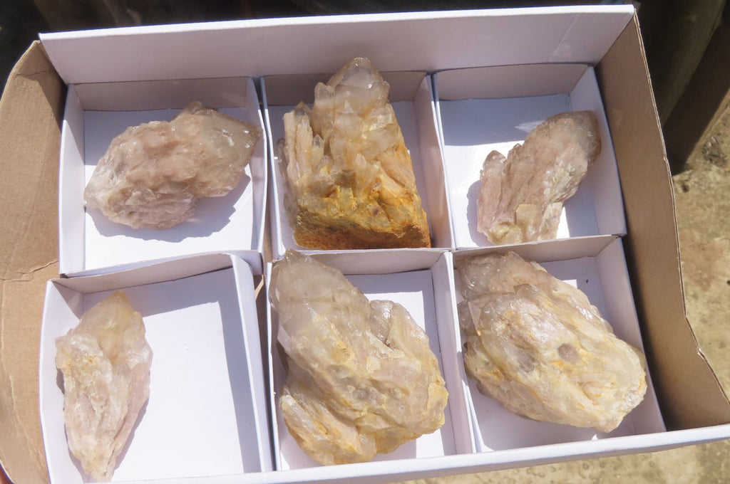 Natural Cascading Smokey Quartz Clusters x 6 From Luena, Congo - Toprock Gemstones and Minerals 