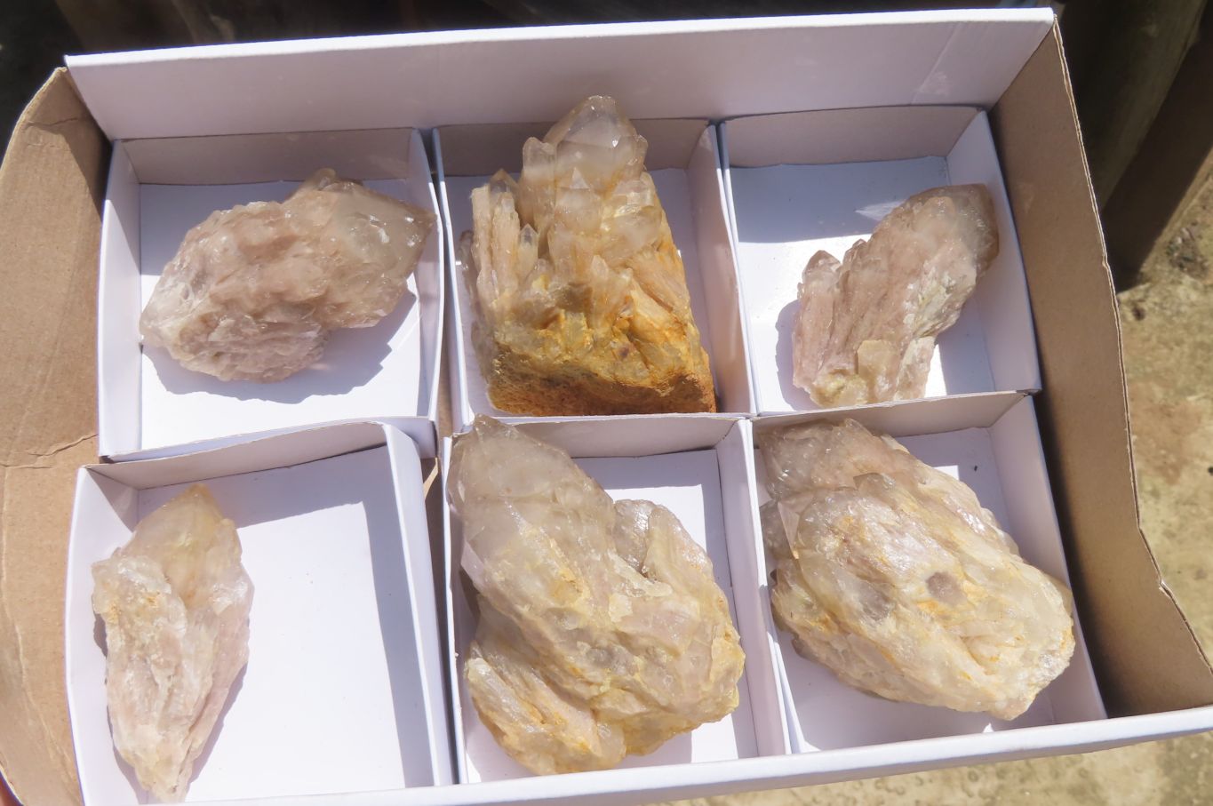 Natural Cascading Smokey Quartz Clusters x 6 From Luena, Congo - Toprock Gemstones and Minerals 