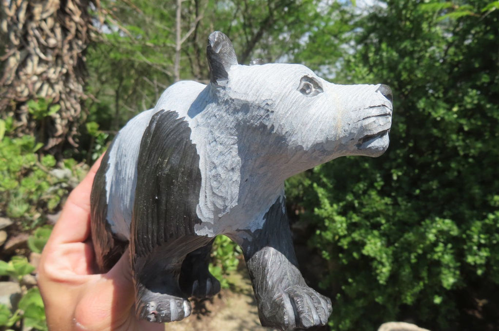 Hand Made Wonder Stone Panda Carving x 1 From Zimbabwe - Toprock Gemstones and Minerals 