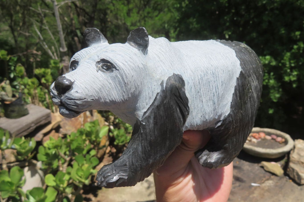 Hand Made Wonder Stone Panda Carving x 1 From Zimbabwe - Toprock Gemstones and Minerals 