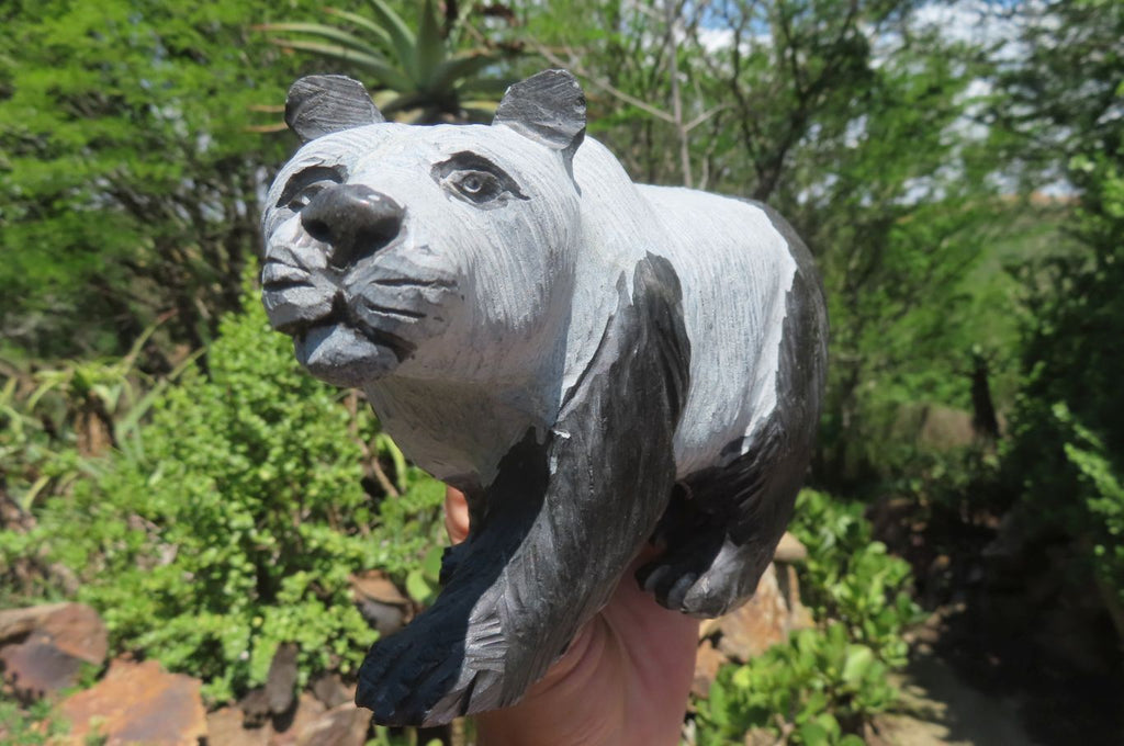 Hand Made Wonder Stone Panda Carving x 1 From Zimbabwe - Toprock Gemstones and Minerals 