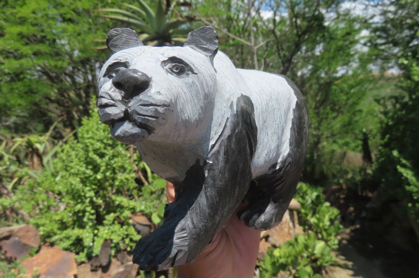 Hand Made Wonder Stone Panda Carving x 1 From Zimbabwe - Toprock Gemstones and Minerals 