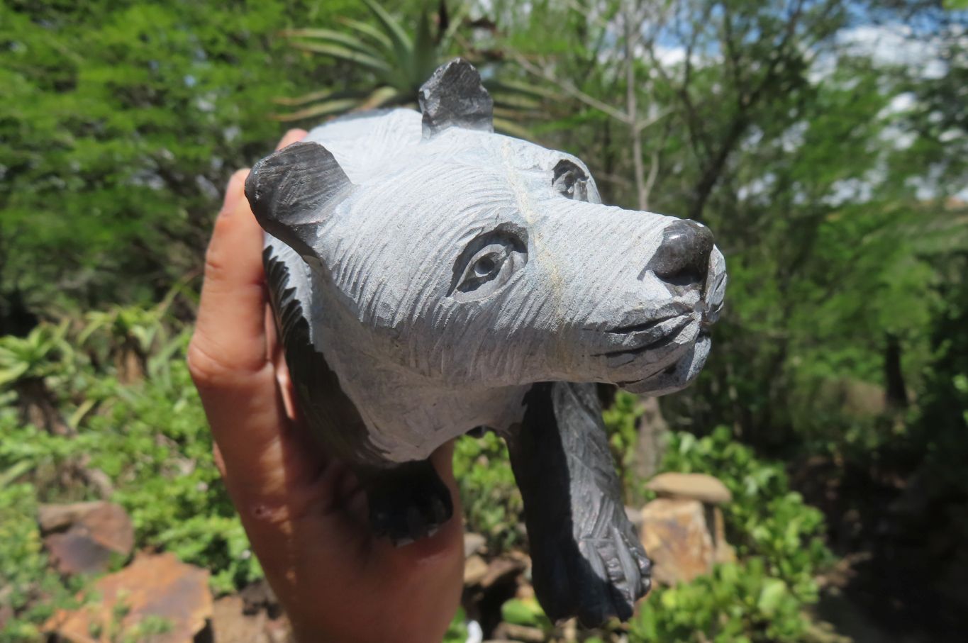 Hand Made Wonder Stone Panda Carving x 1 From Zimbabwe - Toprock Gemstones and Minerals 