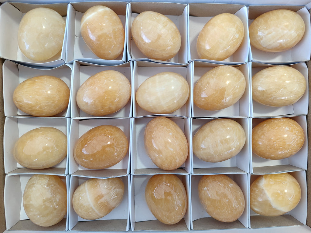 Polished Honey Aragonite Gemstone Eggs - Sold Per Item - From Namibia - Toprock Gemstones and Minerals 