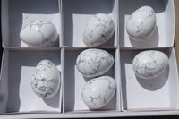 Polished Howlite Gemstone Eggs x 7 From Zimbabwe - Toprock Gemstones and Minerals 