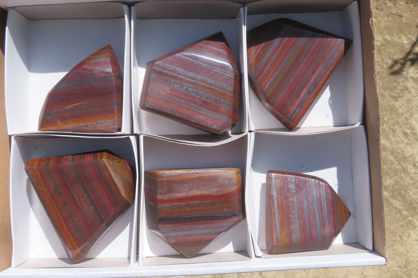 Polished Tiger Iron Jasper Points x 6 From South Africa - Toprock Gemstones and Minerals 