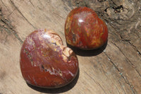 Polished Red Podocarpus Petrified Wood Hearts x 2 From Madagascar - Toprock Gemstones and Minerals 