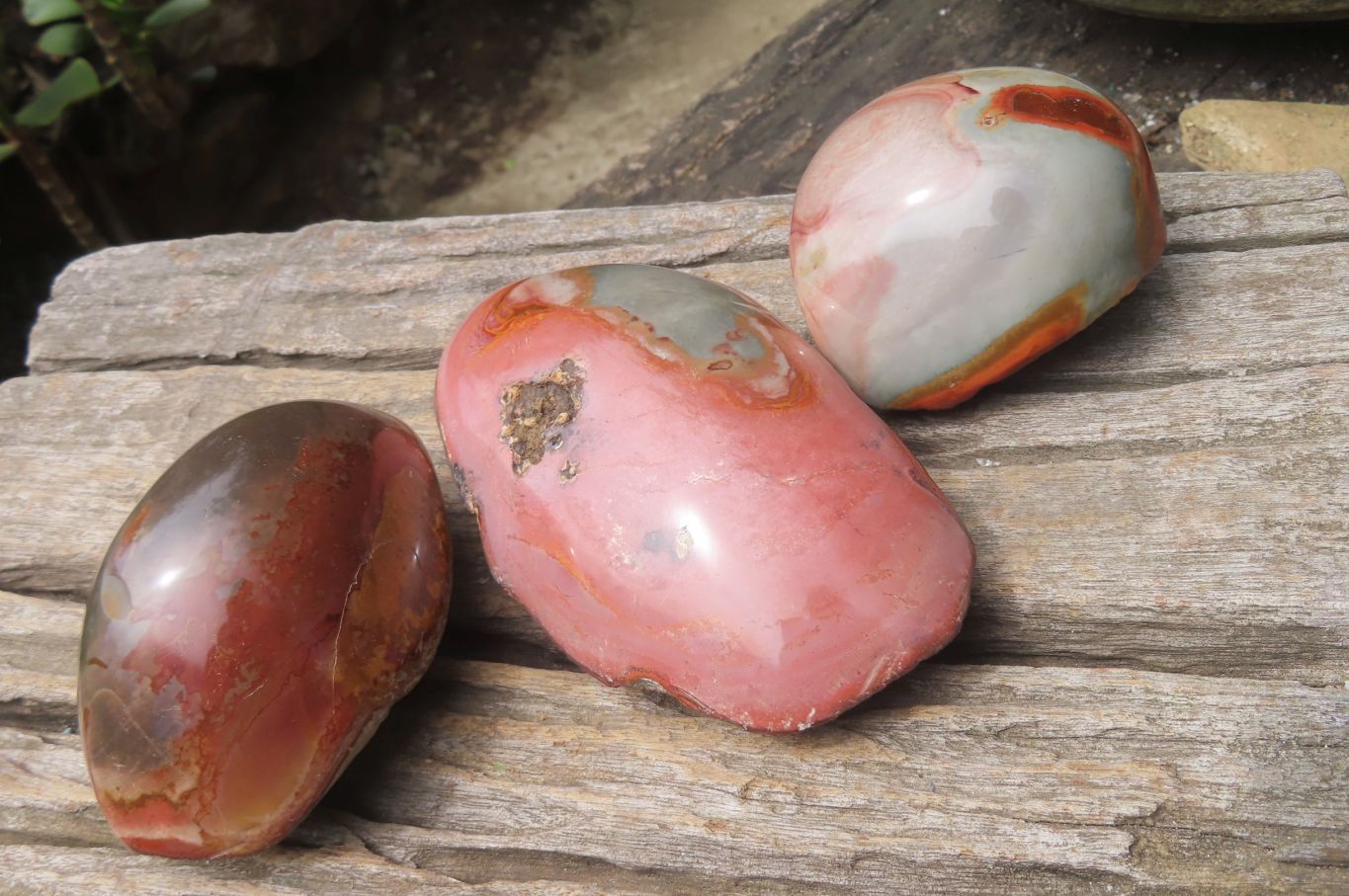 Polished On One Side Polychrome Jasper Nodules x 6 From Mahajanga, Madagascar - Toprock Gemstones and Minerals 