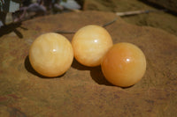 Polished Small Honey Aragonite Gemstone Sphere-Balls - Sold Per Item - From Ais-Ais Namibia - Toprock Gemstones and Minerals 