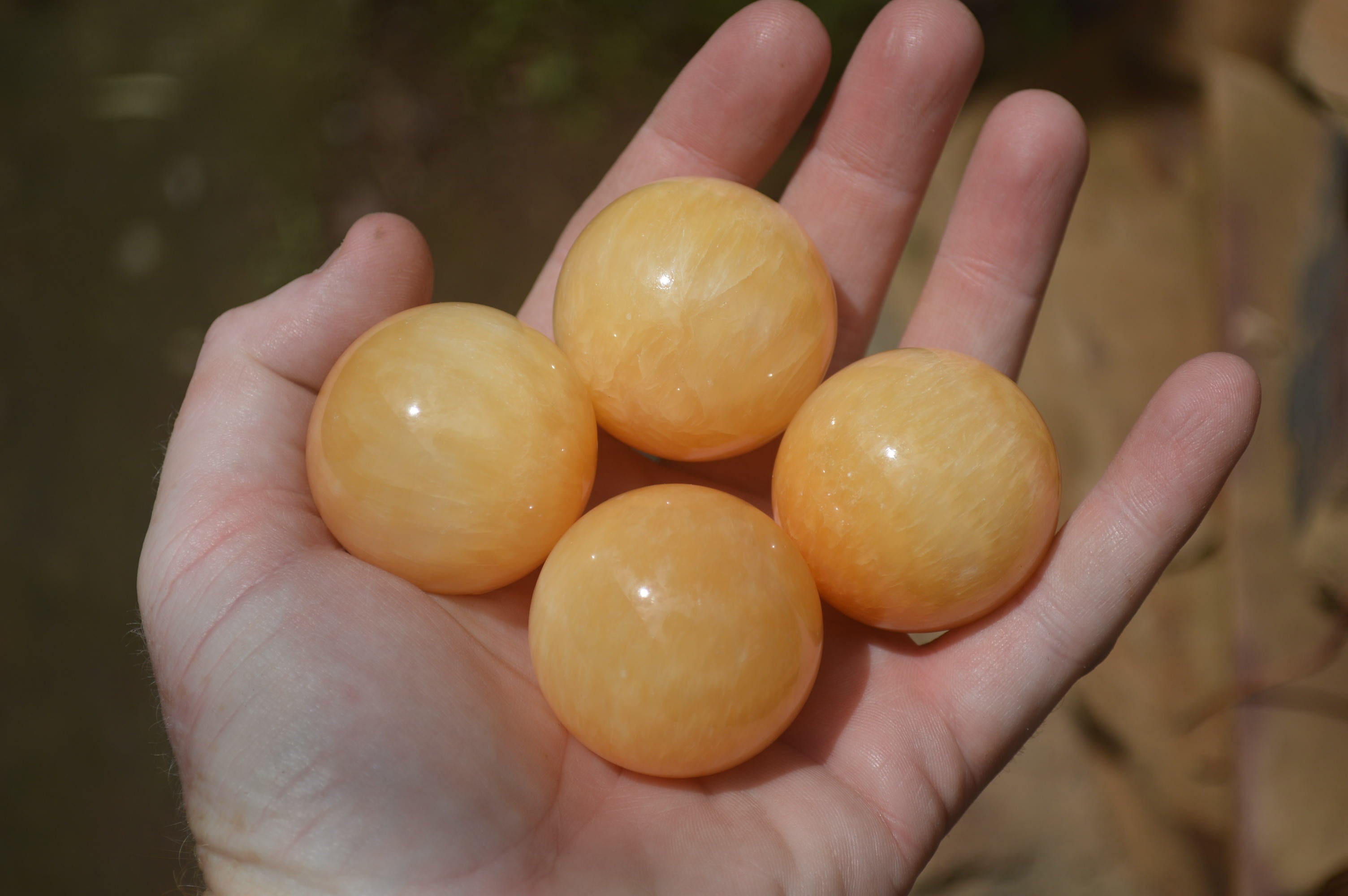 Polished Small Honey Aragonite Gemstone Sphere-Balls - Sold Per Item - From Ais-Ais Namibia - Toprock Gemstones and Minerals 