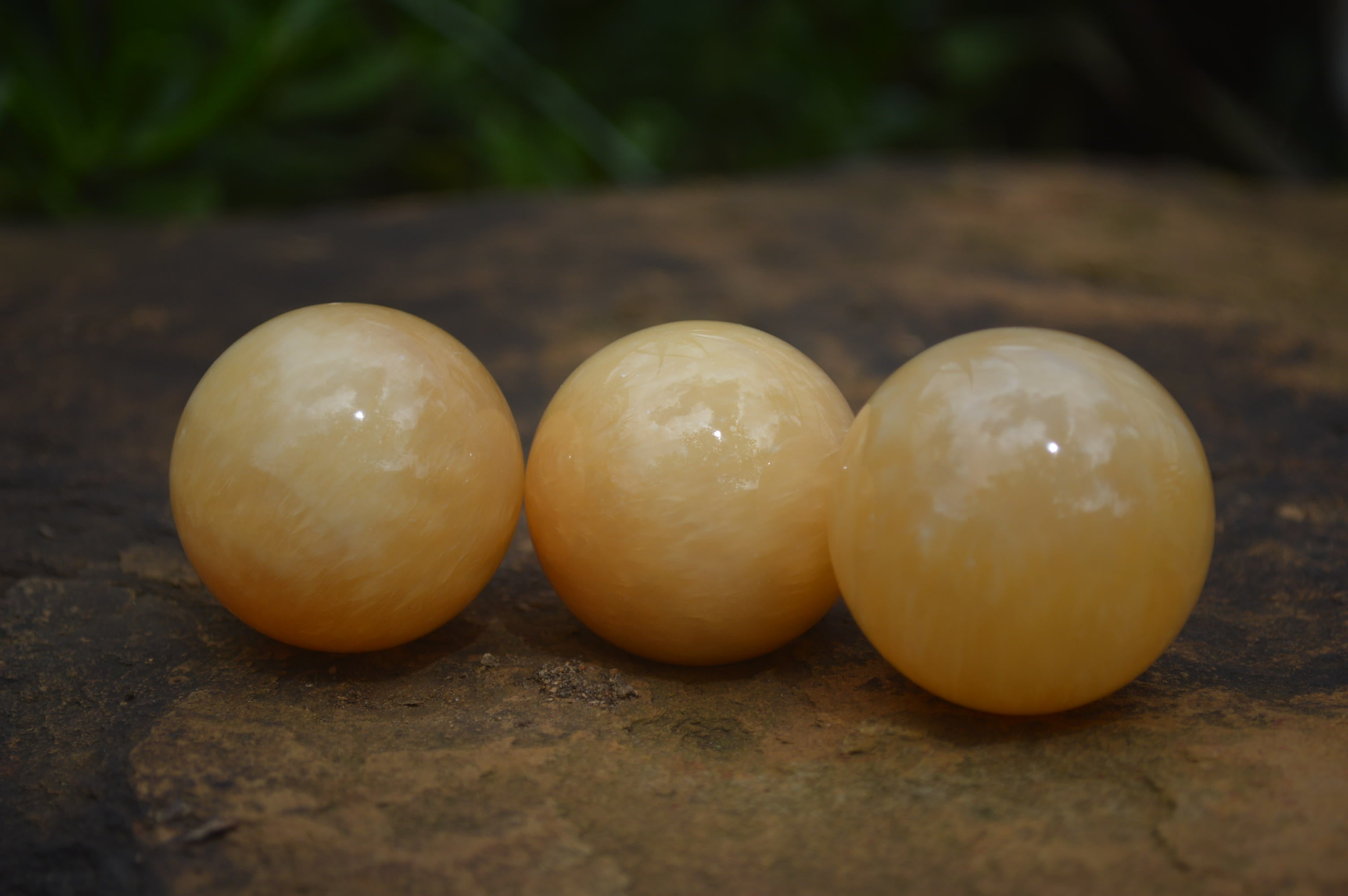 Polished Small Honey Aragonite Gemstone Sphere-Balls - Sold Per Item - From Ais-Ais Namibia - Toprock Gemstones and Minerals 