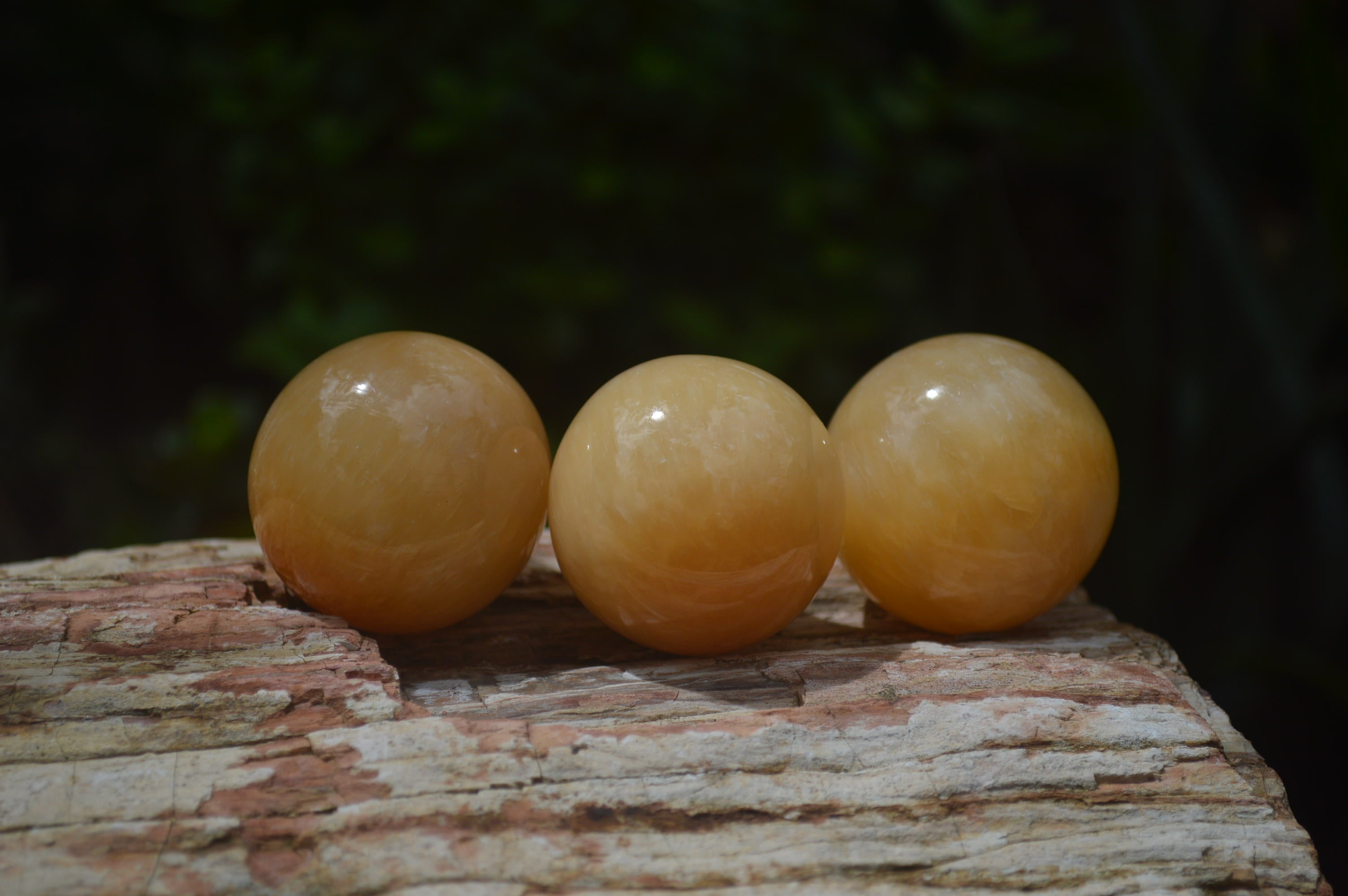 Polished Small Honey Aragonite Gemstone Sphere-Balls - Sold Per Item - From Ais-Ais Namibia - Toprock Gemstones and Minerals 