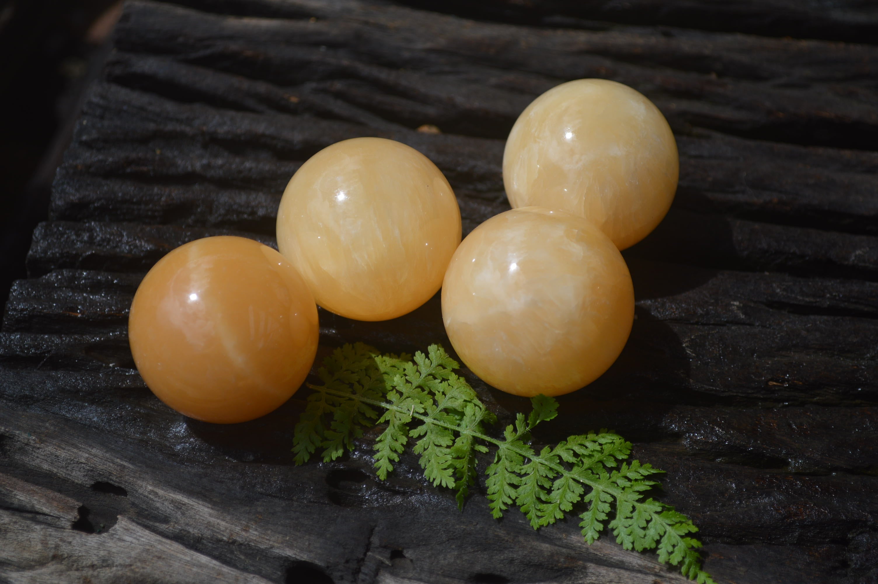 Polished Small Honey Aragonite Gemstone Sphere-Balls - Sold Per Item - From Ais-Ais Namibia - Toprock Gemstones and Minerals 
