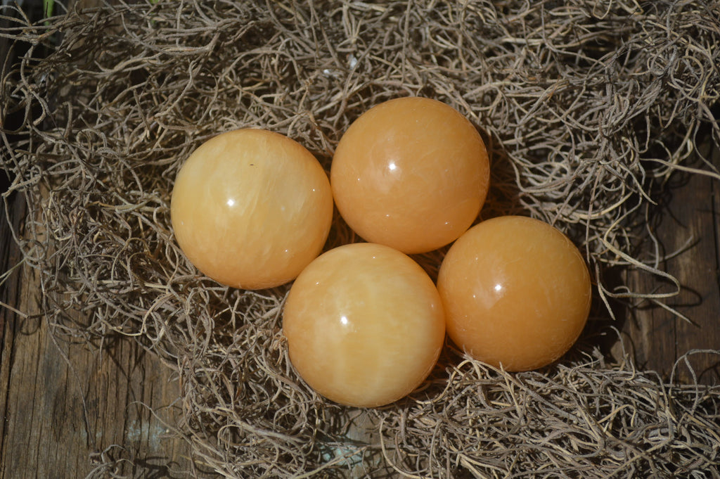 Polished Small Honey Aragonite Gemstone Sphere-Balls - Sold Per Item - From Ais-Ais Namibia - Toprock Gemstones and Minerals 