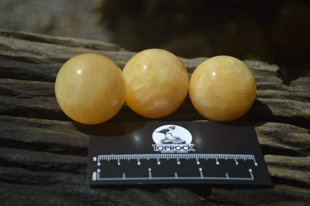 Polished Small Honey Aragonite Gemstone Sphere-Balls - Sold Per Item - From Ais-Ais Namibia - Toprock Gemstones and Minerals 