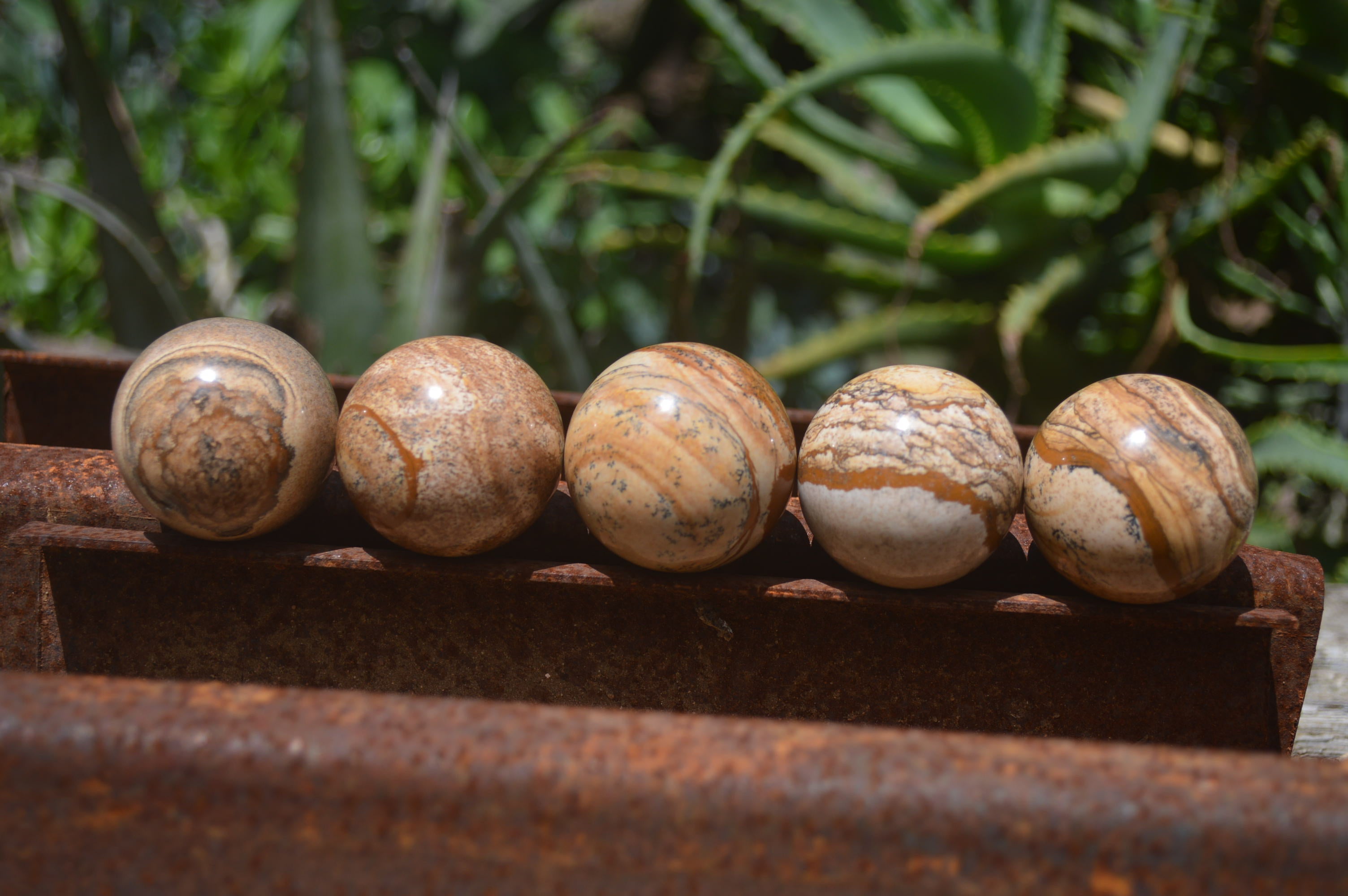 Polished Small Namibian Desert Picture Stone Jasper Sphere-Balls - Sold Per Item - From Namibia - Toprock Gemstones and Minerals 