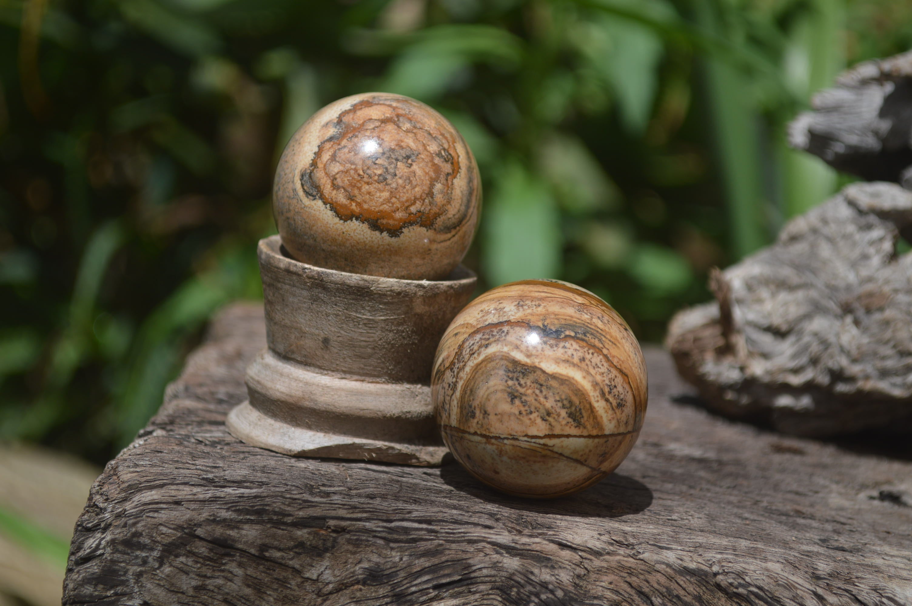 Polished Small Namibian Desert Picture Stone Jasper Sphere-Balls - Sold Per Item - From Namibia - Toprock Gemstones and Minerals 